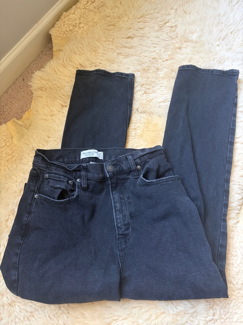 Abercrombie & Fitch curve love Charcoal Black Ankle Straight Jeans